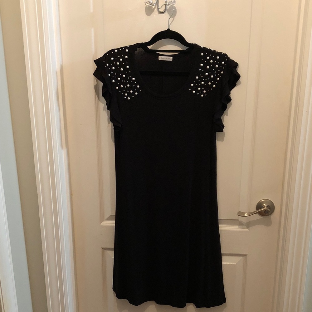 Occasion Black Dress with Pearl Embellishments